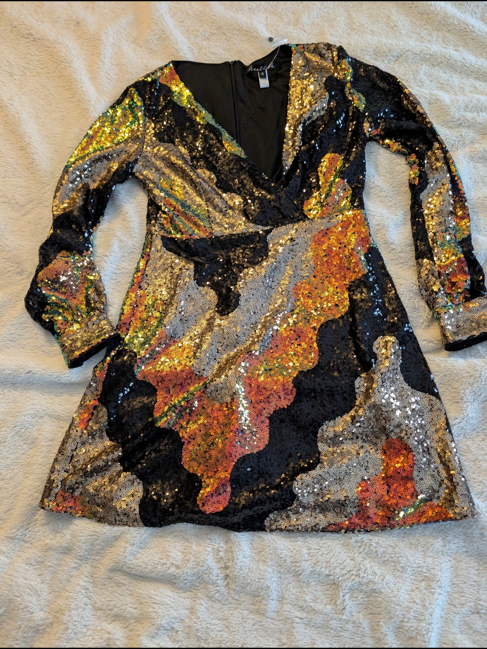 Hutch Black Dress with Multi-Color Sequin Trim